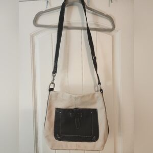 American Leather Co Black and Ivory Shoulder Bag Soft Leather Unstructured